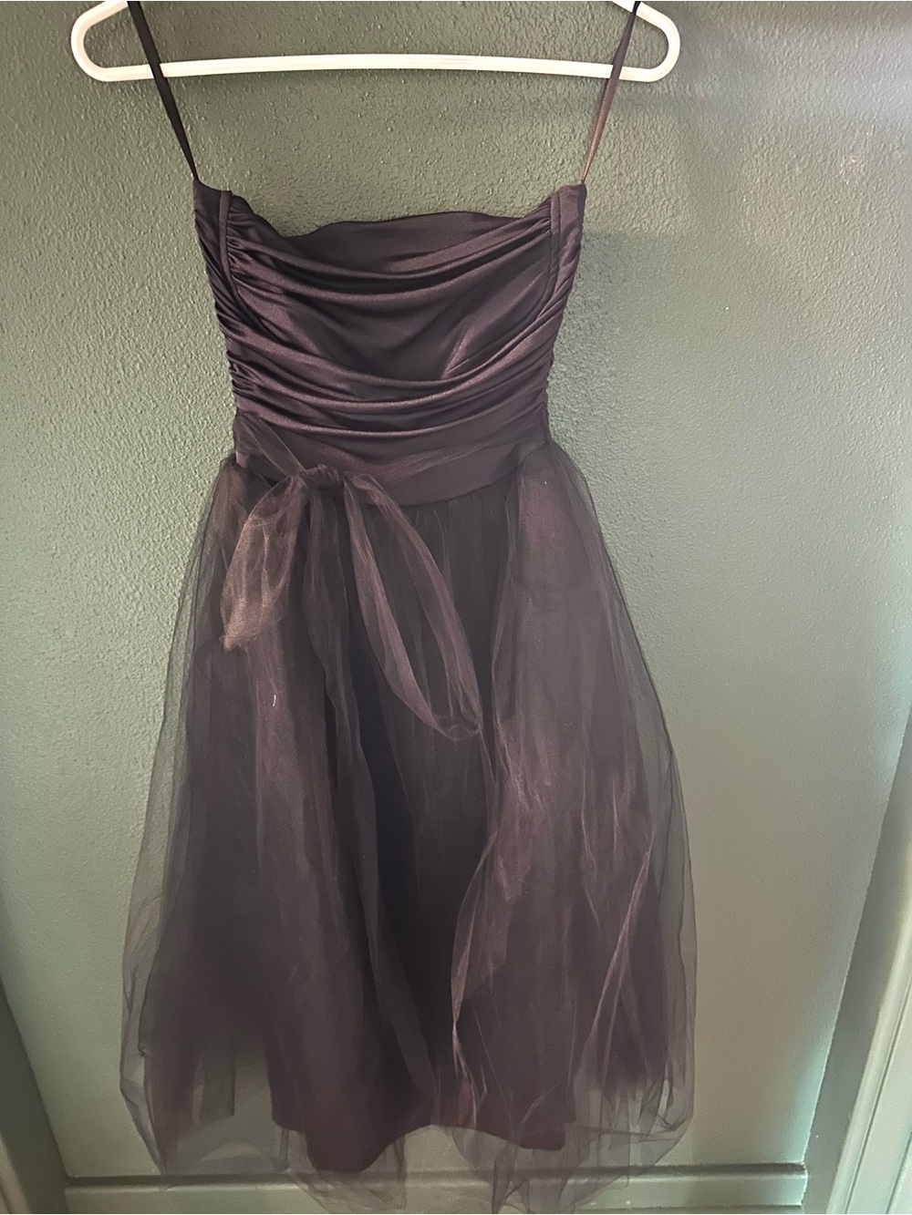 Elegant Plum Strapless Tulle Cocktail Dress